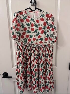 Rose-print Pleated-georgette Mini Dress Size 1